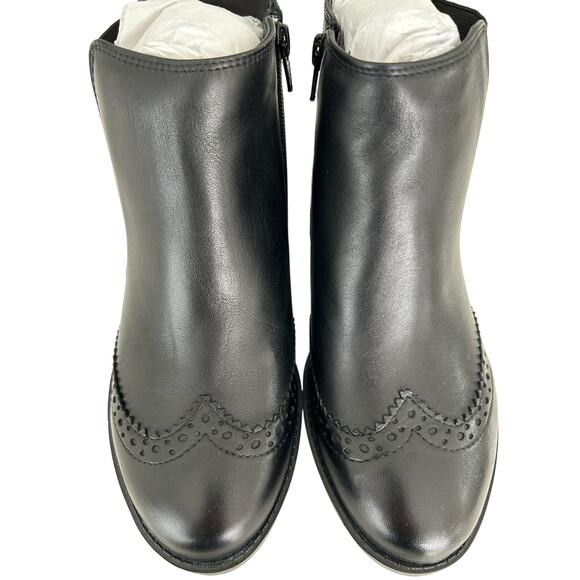 David Tate Tilly Black Nappa Leather Bootie Size 7 WW, Ankle Height, Zip Closure - Picture 4 of 8